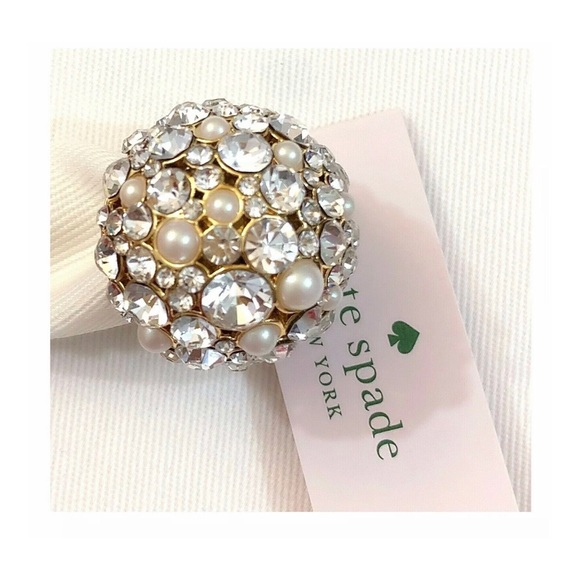 NWT Kate Spade ♠️ PICK A PEARL 12-K Gold Plated Glass Stones/ Pearls Ring-Sz.7 - Picture 11 of 12
